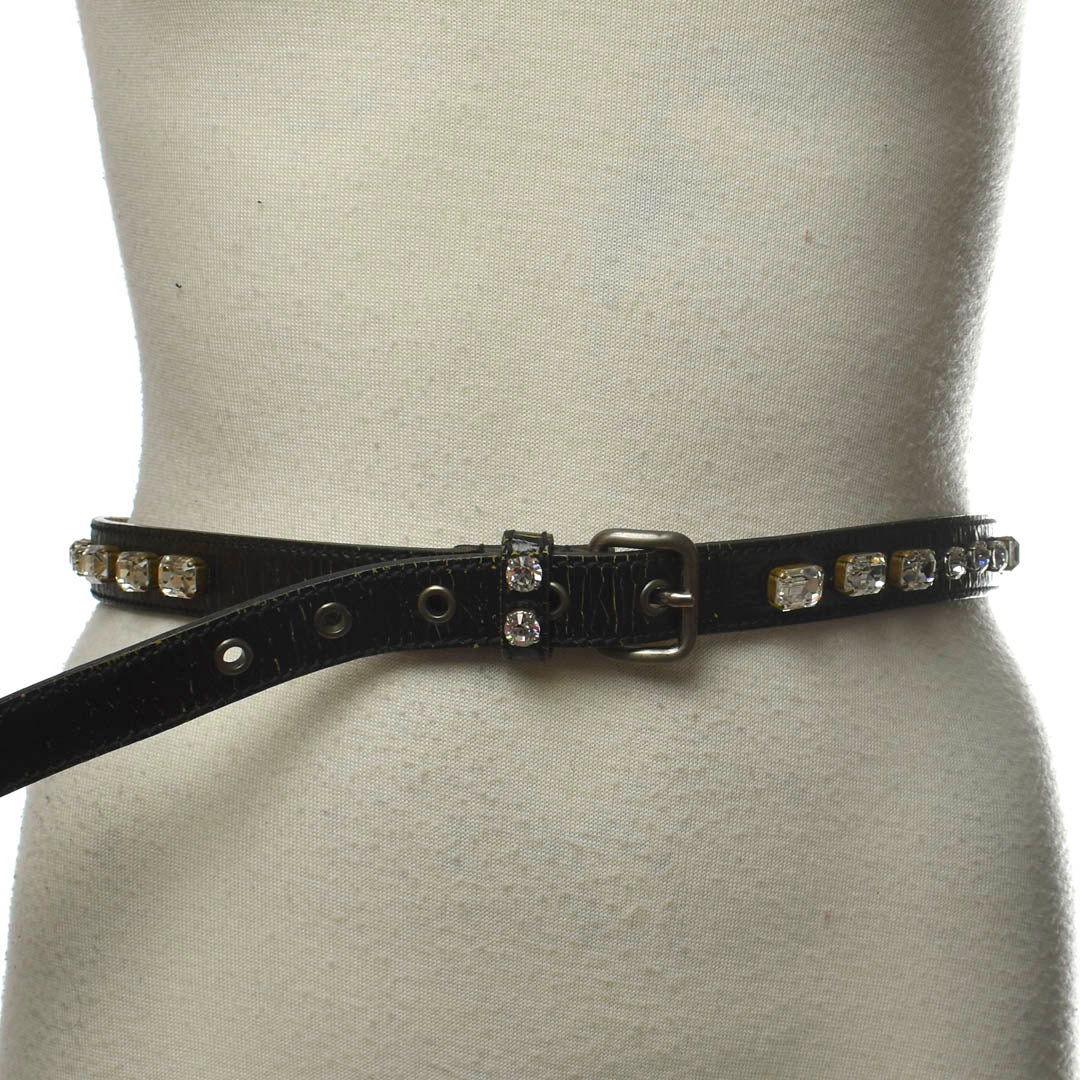 Miu Miu Bedazzled Leather Belt