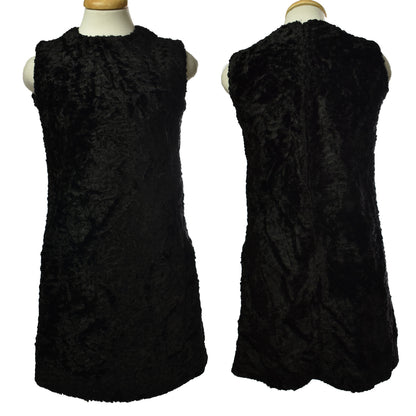 Vintage 1960s Chenille Plush Velvet Rocket Metal Back Zipper Dress