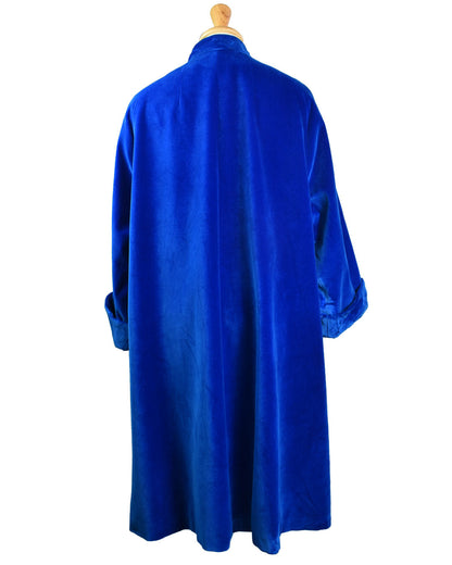 Vintage 50s 60s Electric Blue Velvet Swing Coat