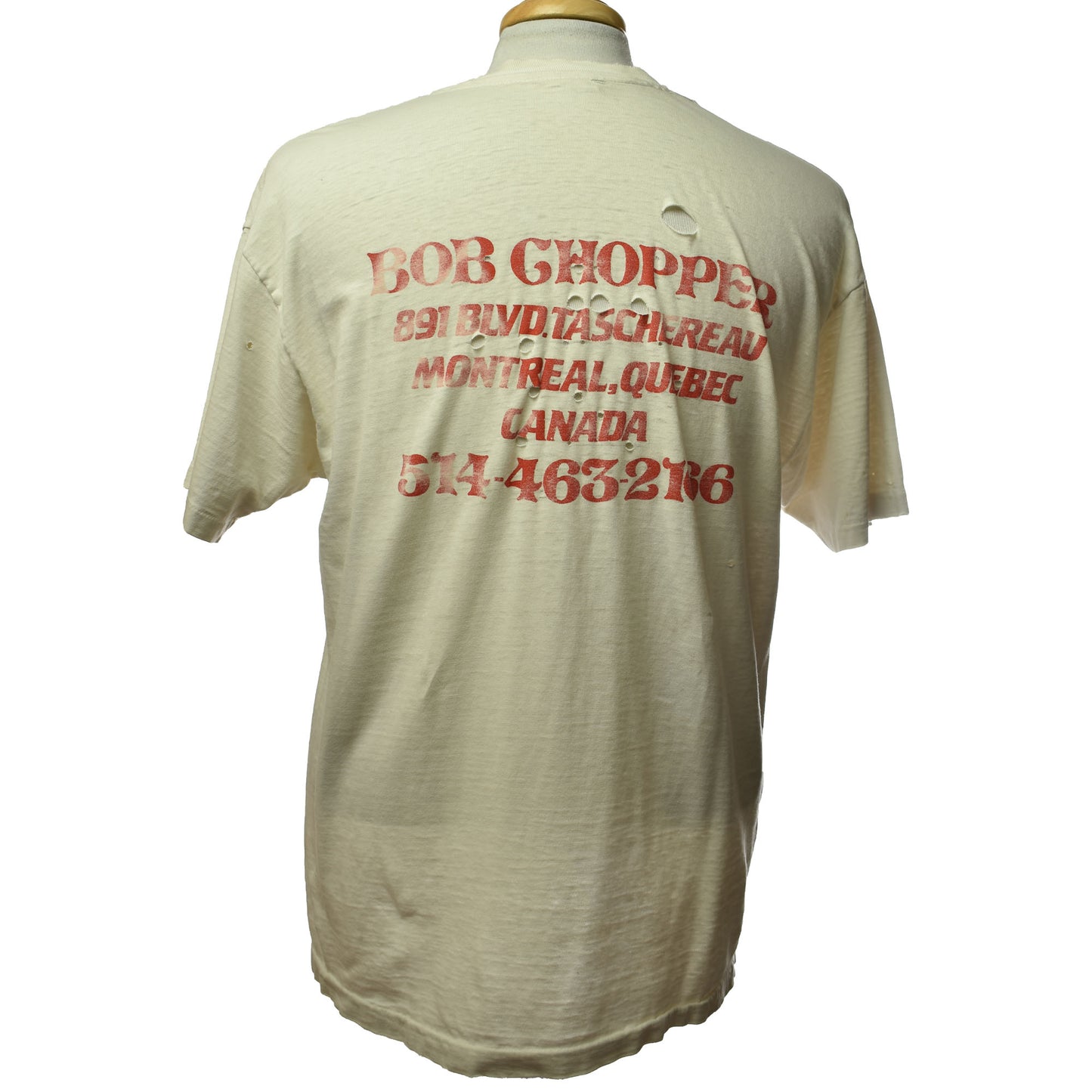 Vintage Single Stitch Thrashed Bob Chopper Mega Performance Motorcycle Graphic Tee Hanes Beefy- T 100% Cotton Made in USA - Size Large