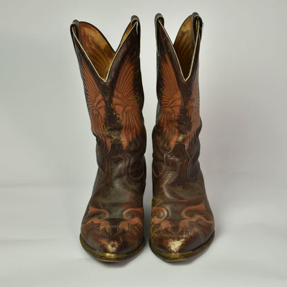 Vintage 80s Boulet Leather Western Cowboy Indian Rockabilly Size 7 Boots