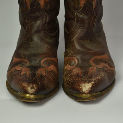 Vintage 80s Boulet Leather Western Cowboy Indian Rockabilly Size 7 Boots