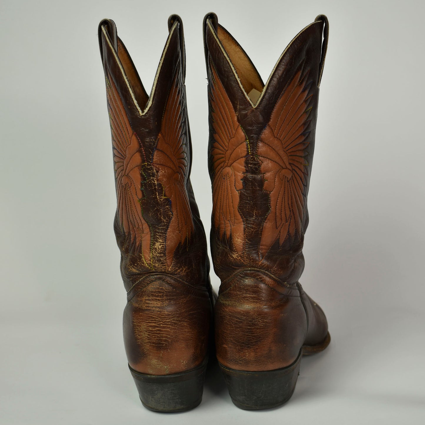 Vintage 80s Boulet Leather Western Cowboy Indian Rockabilly Size 7 Boots