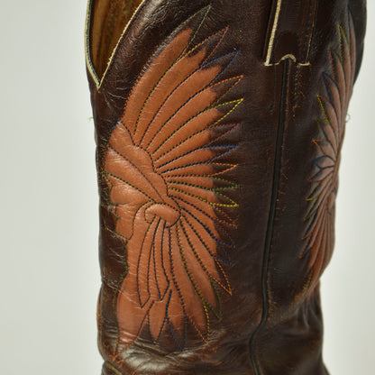 Vintage 80s Boulet Leather Western Cowboy Indian Rockabilly Size 7 Boots