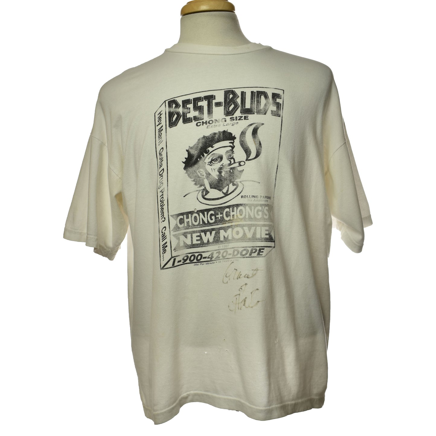 Vintage Very Rare 1997 Best Buds Chong + Chong's Graphic Promo Movie Signed T-shirt