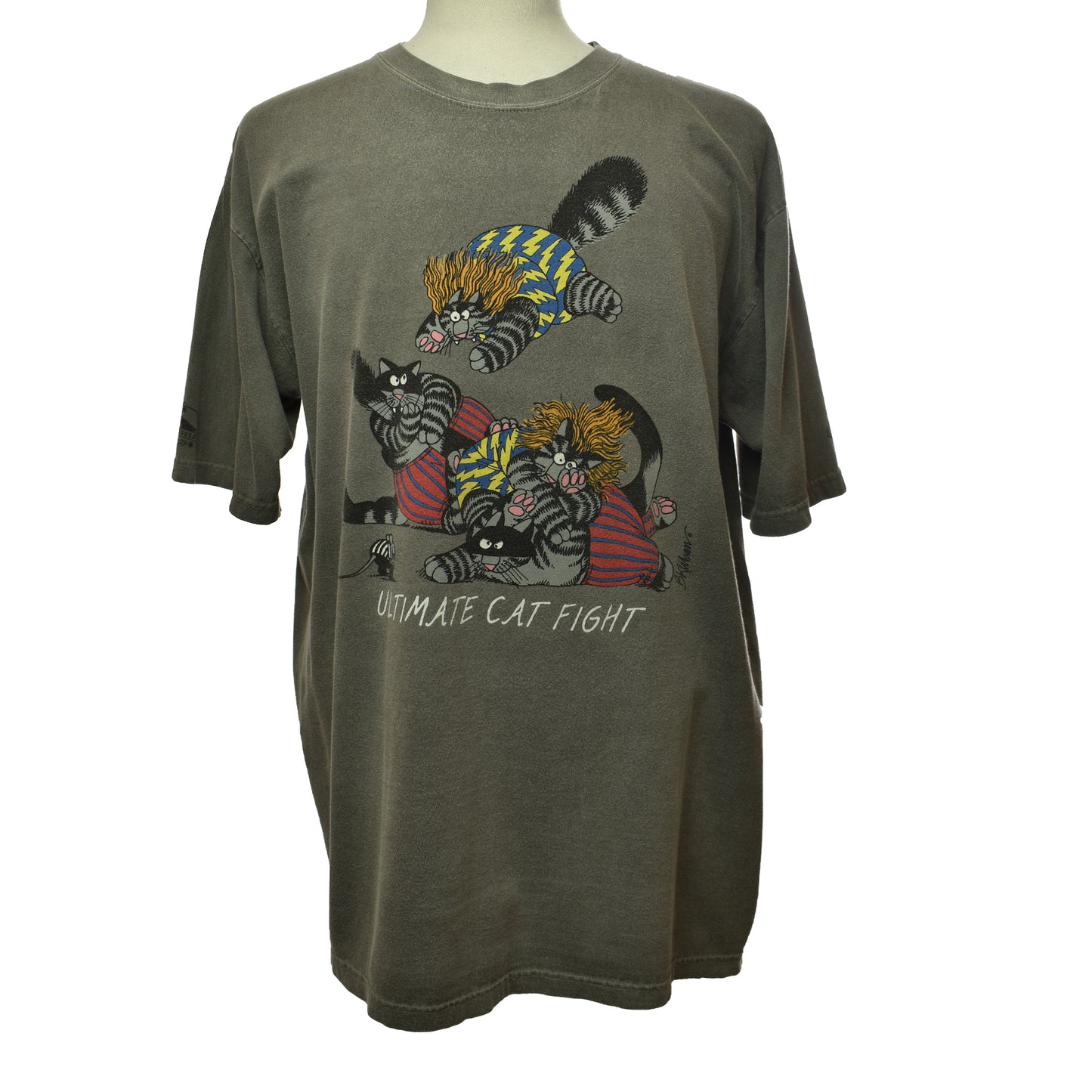 Vintage Crazy Shirt B Kliban Ultimate Cat Fight Hawaii Original Double Sided T-shirt - Size XL