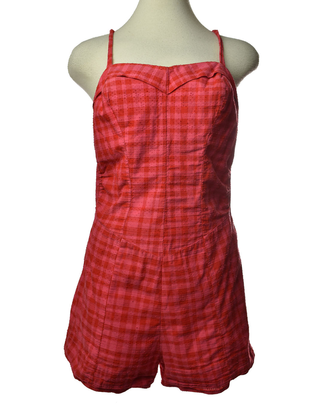 Vintage 50s Playsuit Plaid Cotton Swimsuit by Catalina Pin Up