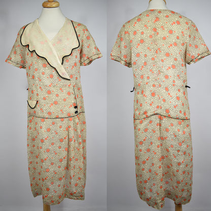 Vintage 20s True Vintage Cotton Dress - Incredible Collar & Pocket Detail