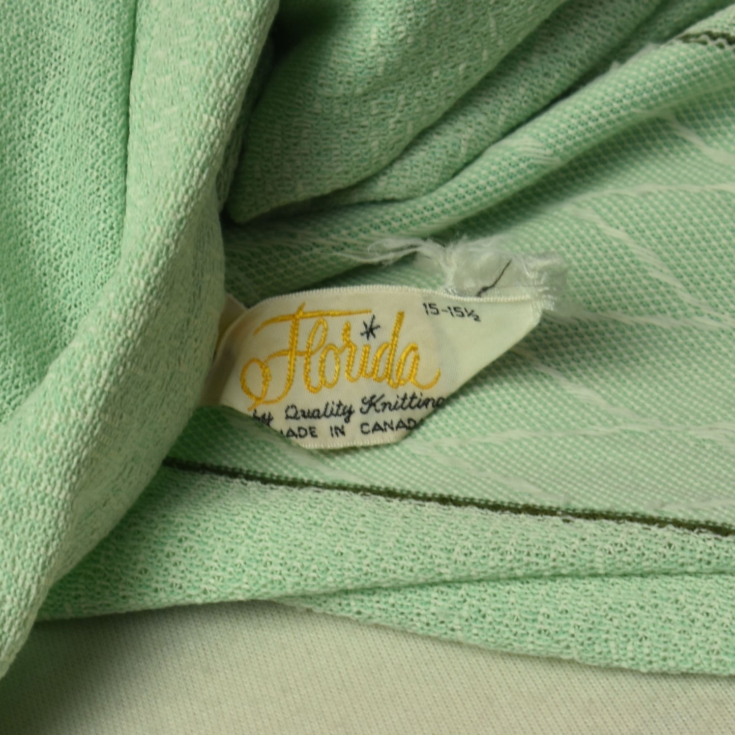 Vintage 50s Florida Knitted Made in Canada Men's Shirt - Size M - Mint Green