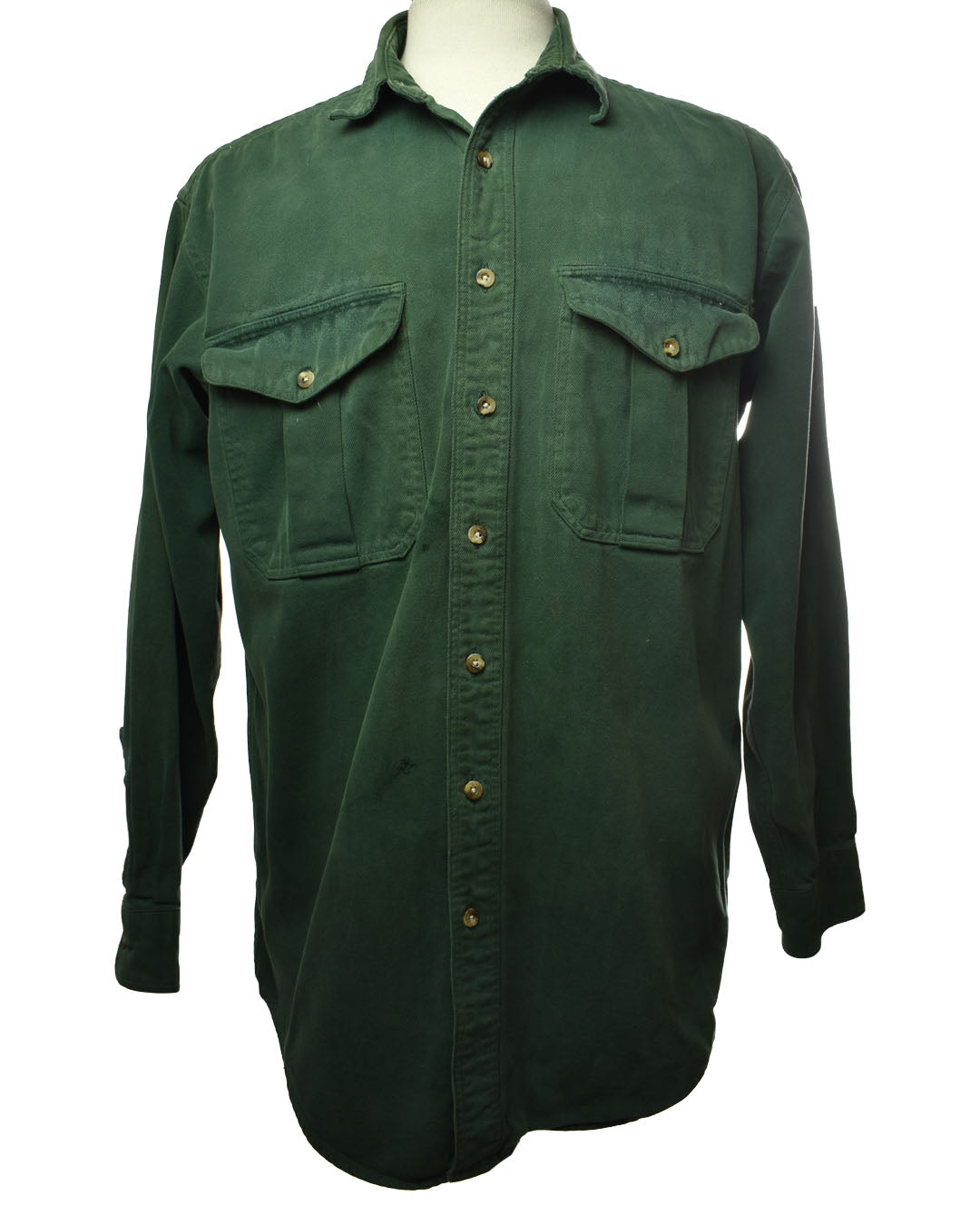 Vintage 80s Genuine Filson Garment Dark Green Long Sleeve Button Up Shirt Size L - Chamois