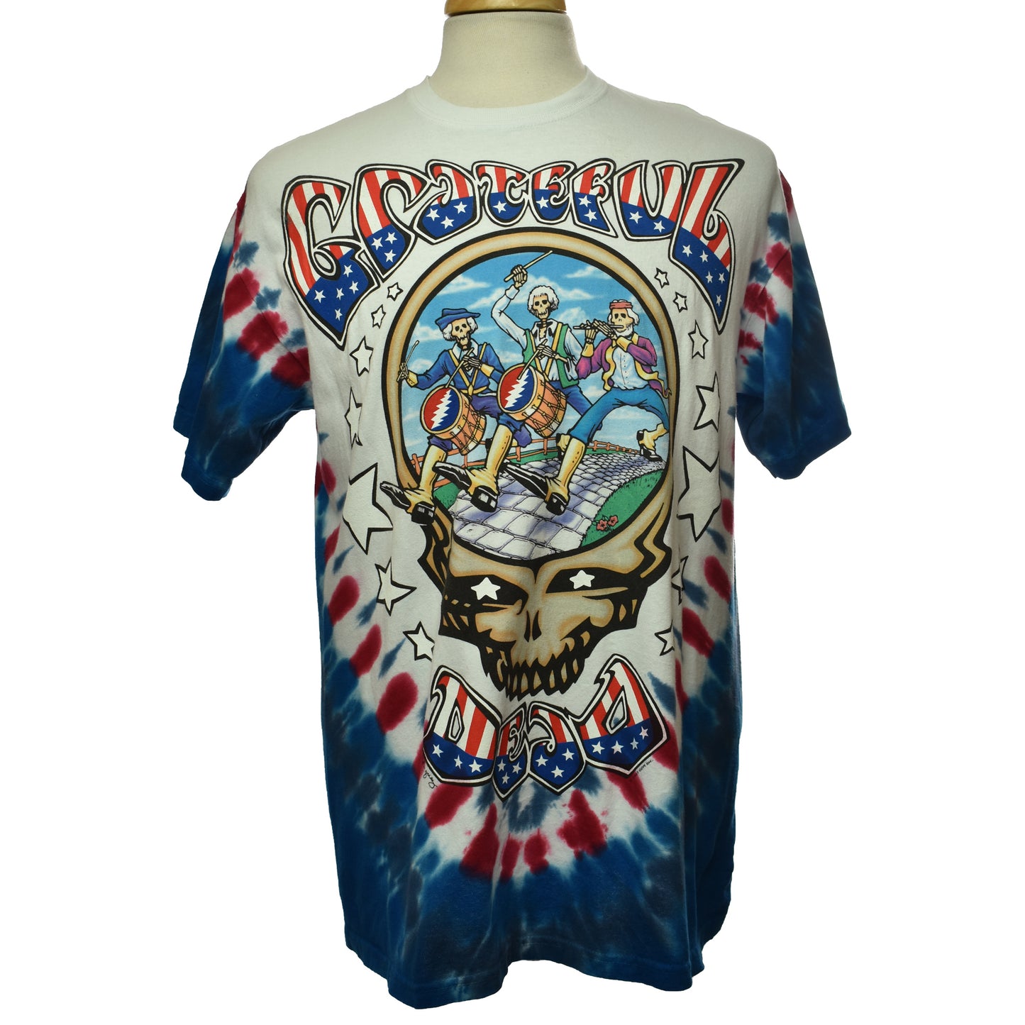 Vintage Grateful Dead Wave That Flag Shirt Size XL Liquid Blue Tie Dye
