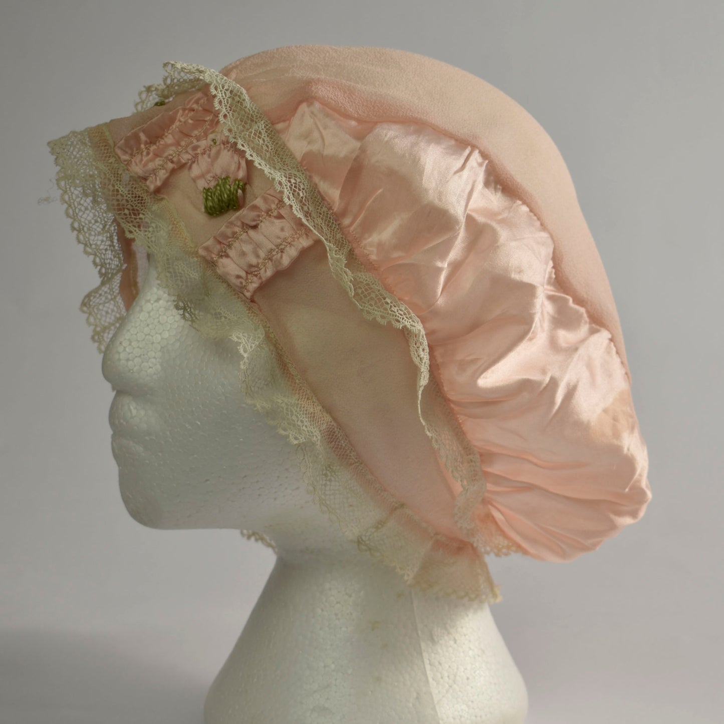 Vintage 20s Silk and Lace Victorian Edwardian Sleep Cap