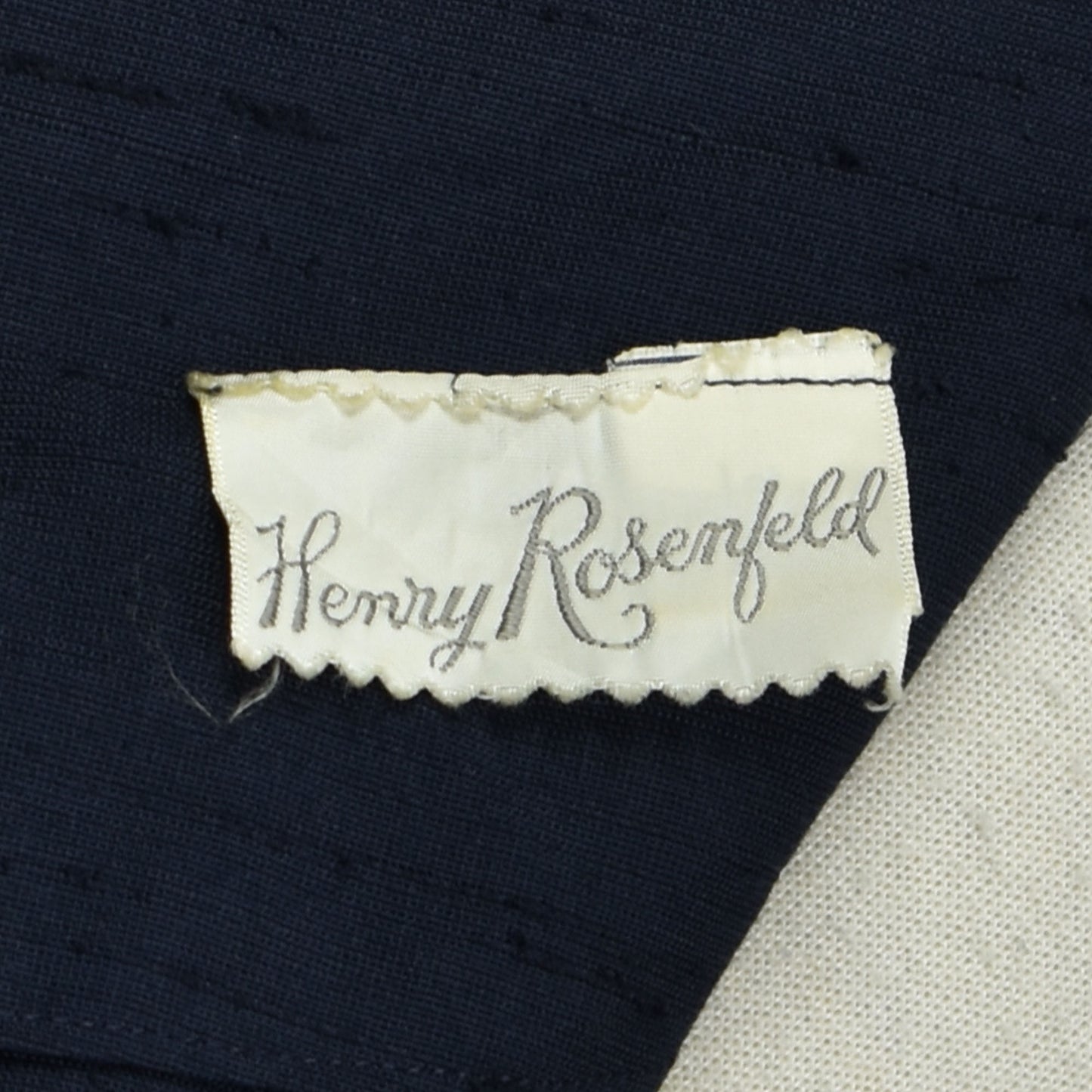 Vintage 1950's Navy Blue Linen Henry Rosenfeld Drop Shoulder Pegged Dress