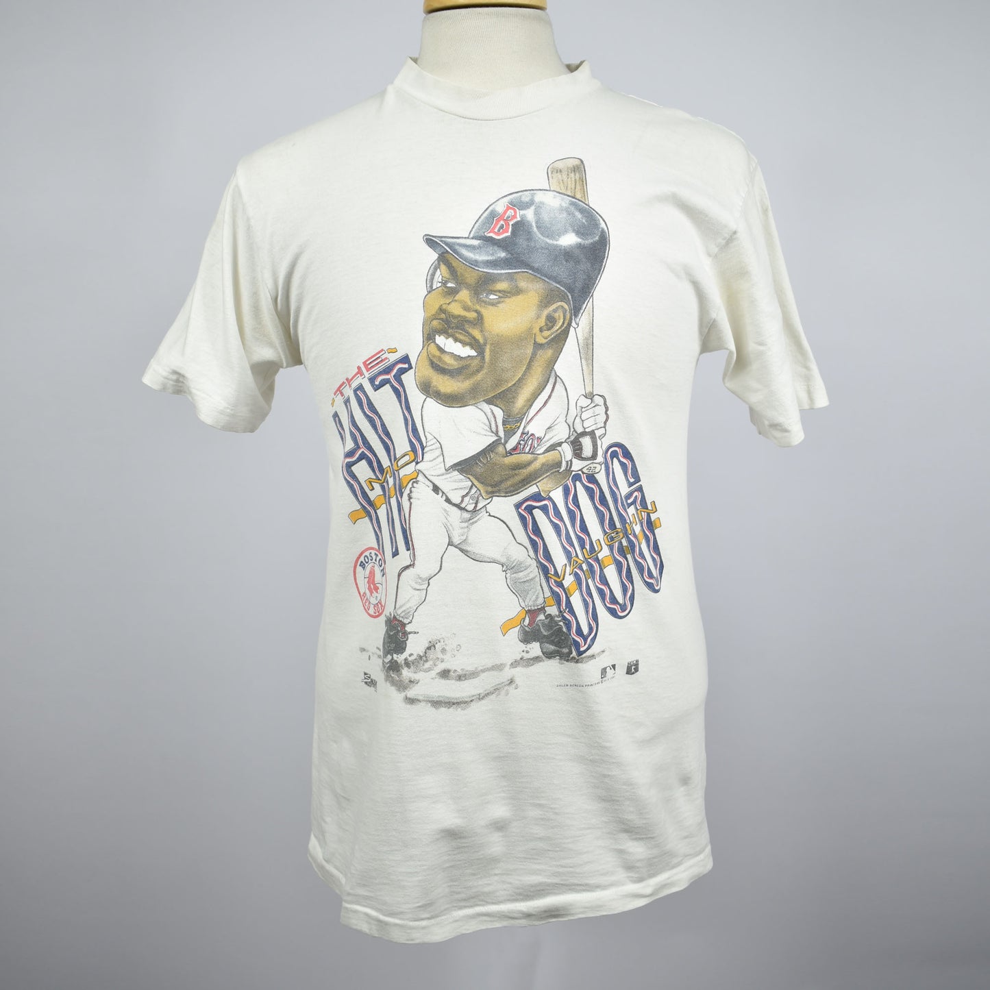 Vintage 1991 Salem Sportswear MLB Mo Vaughn Cartoon Boston Red Sox Single Stitch T-Shirt