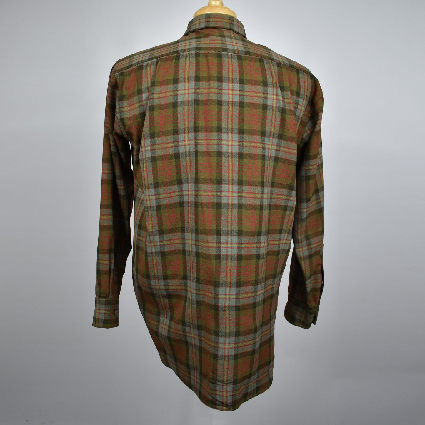 Vintage 50s Hudson Bay Loop Collar Plaid Wool Long Sleeve Shirt Men's Size M