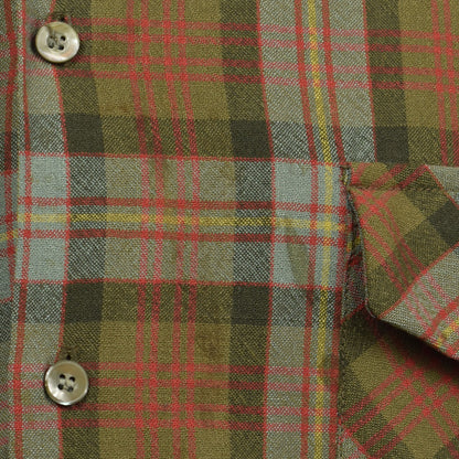 Vintage 50s Hudson Bay Loop Collar Plaid Wool Long Sleeve Shirt Men's Size M