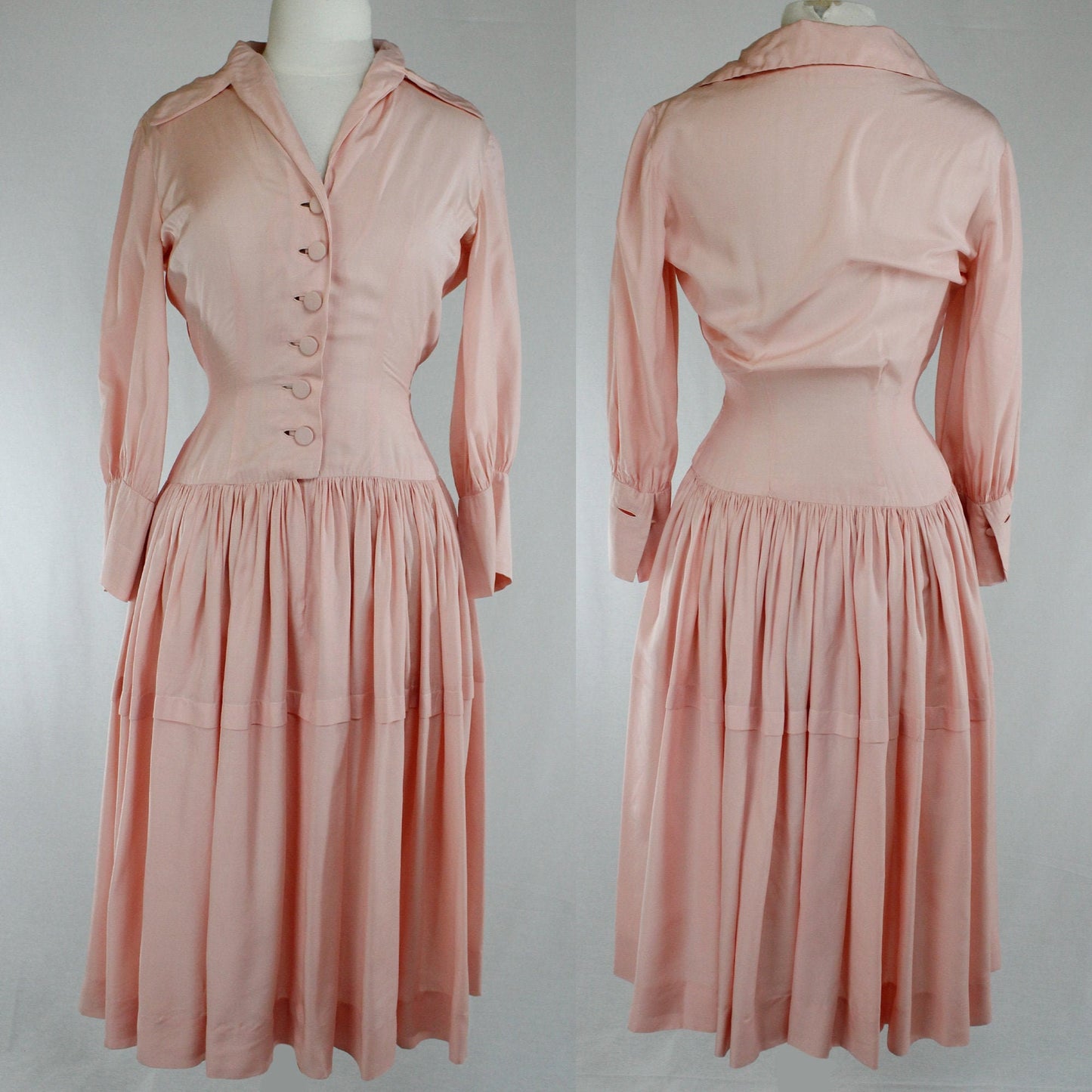 Vintage Baby Pink Silk "Larry Aldrich" Designer Dress