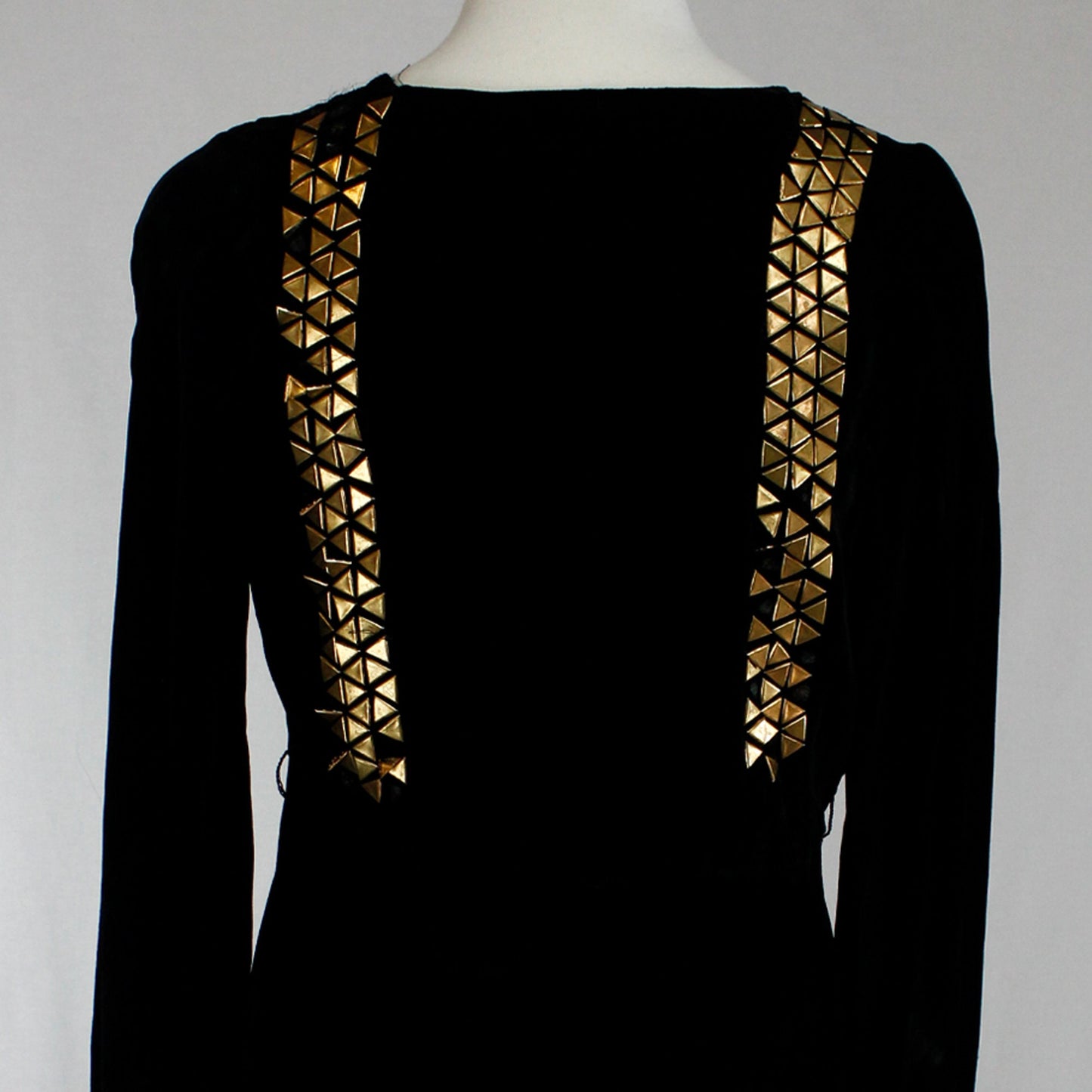 Vintage 1930's Silk Velvet Dress With Brass Studs