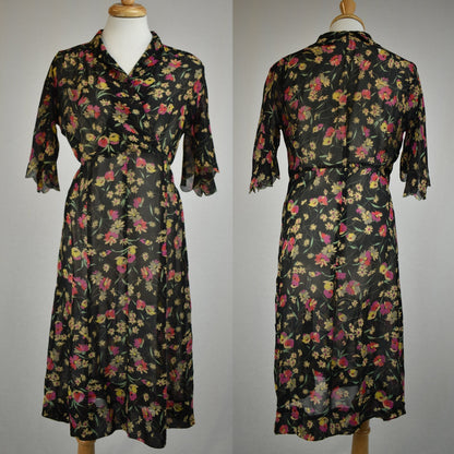 Vintage 30's Silk Floral Sheer & Delicate Dress