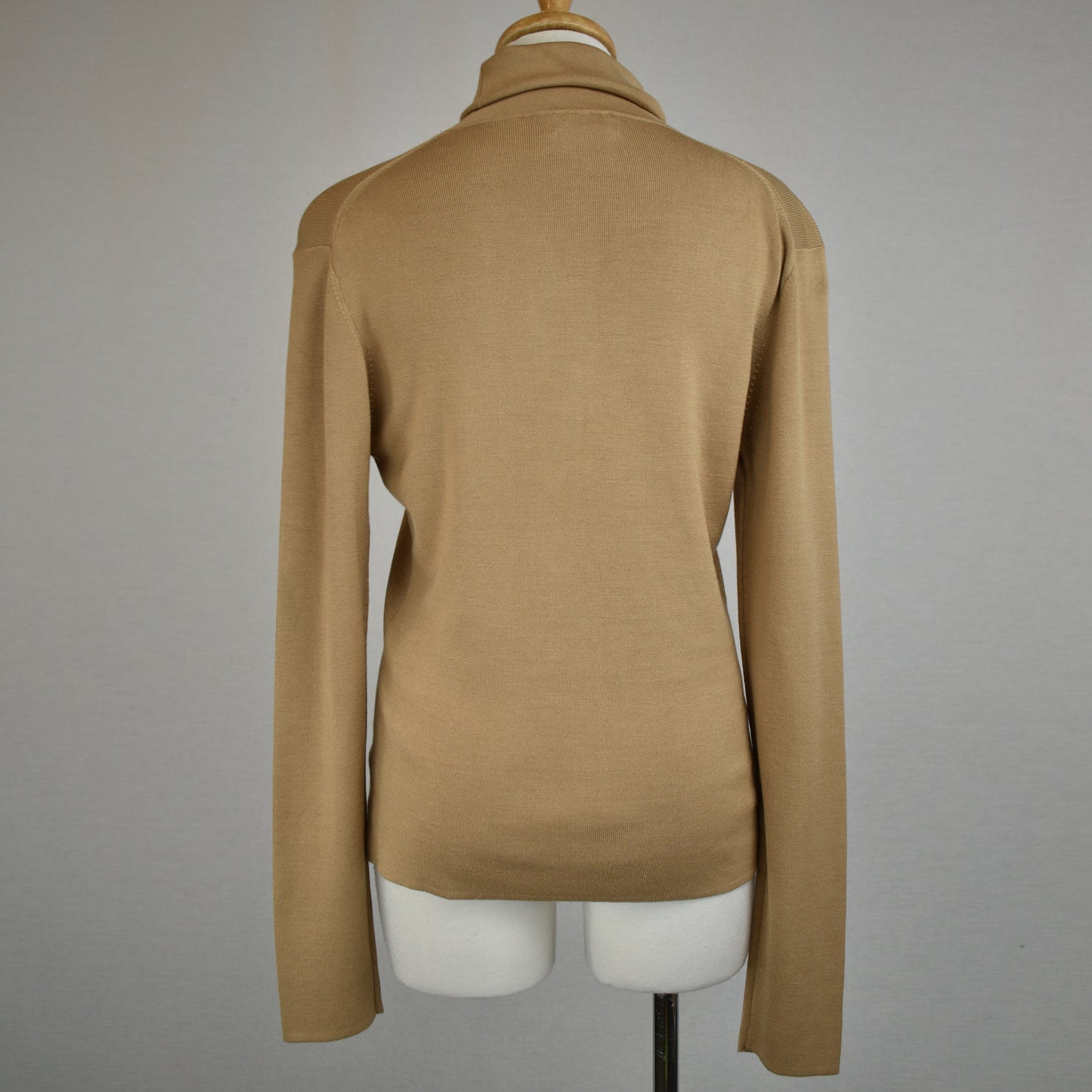 Vintage Silk Turtleneck Sweater - Light Rib Knit - Neiman Marcus 90s - Neutral Tone - Beige