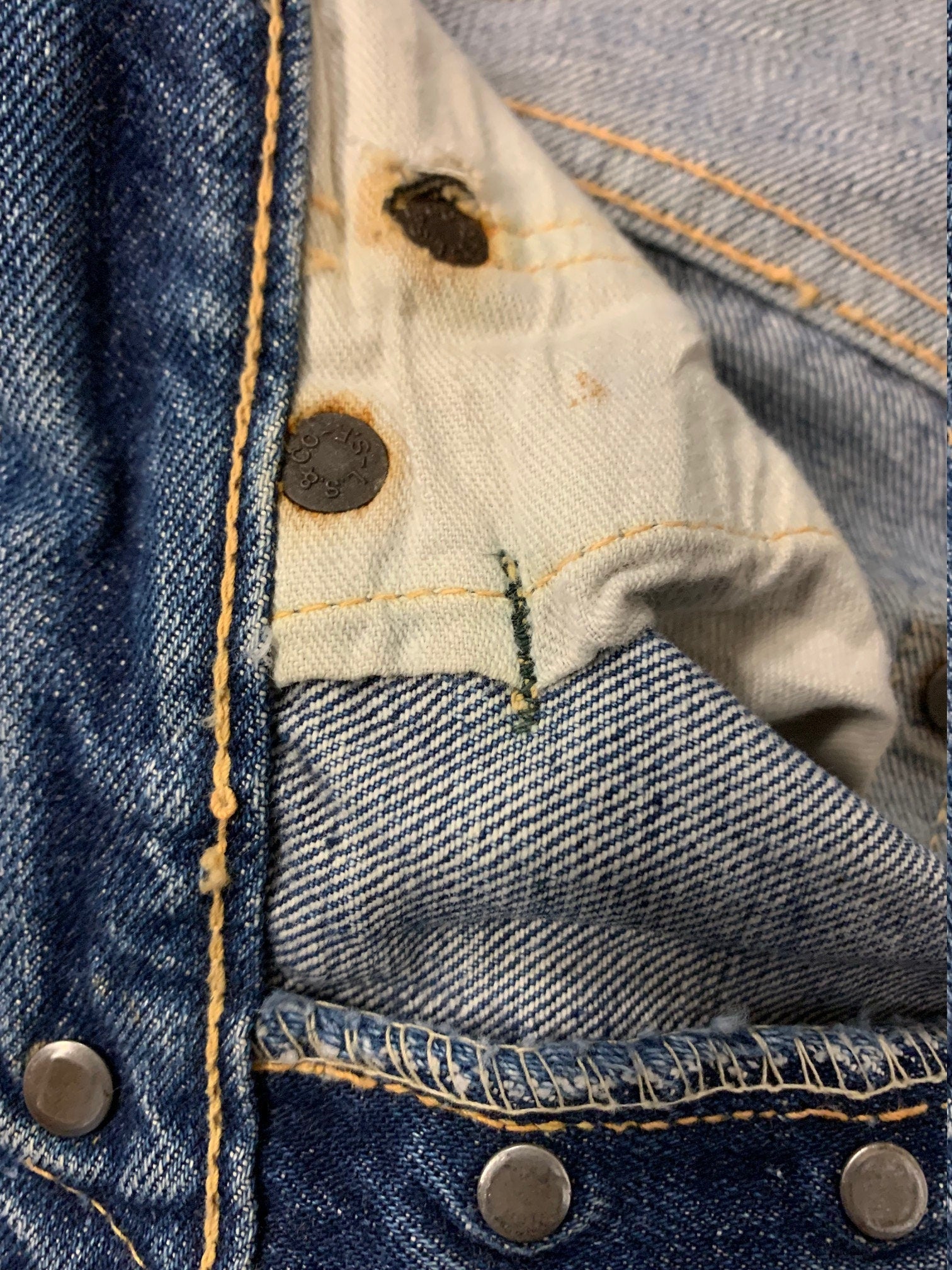 Rare Vintage Early 60s Levi's 501 Hidden Rivets Big E Selvedge