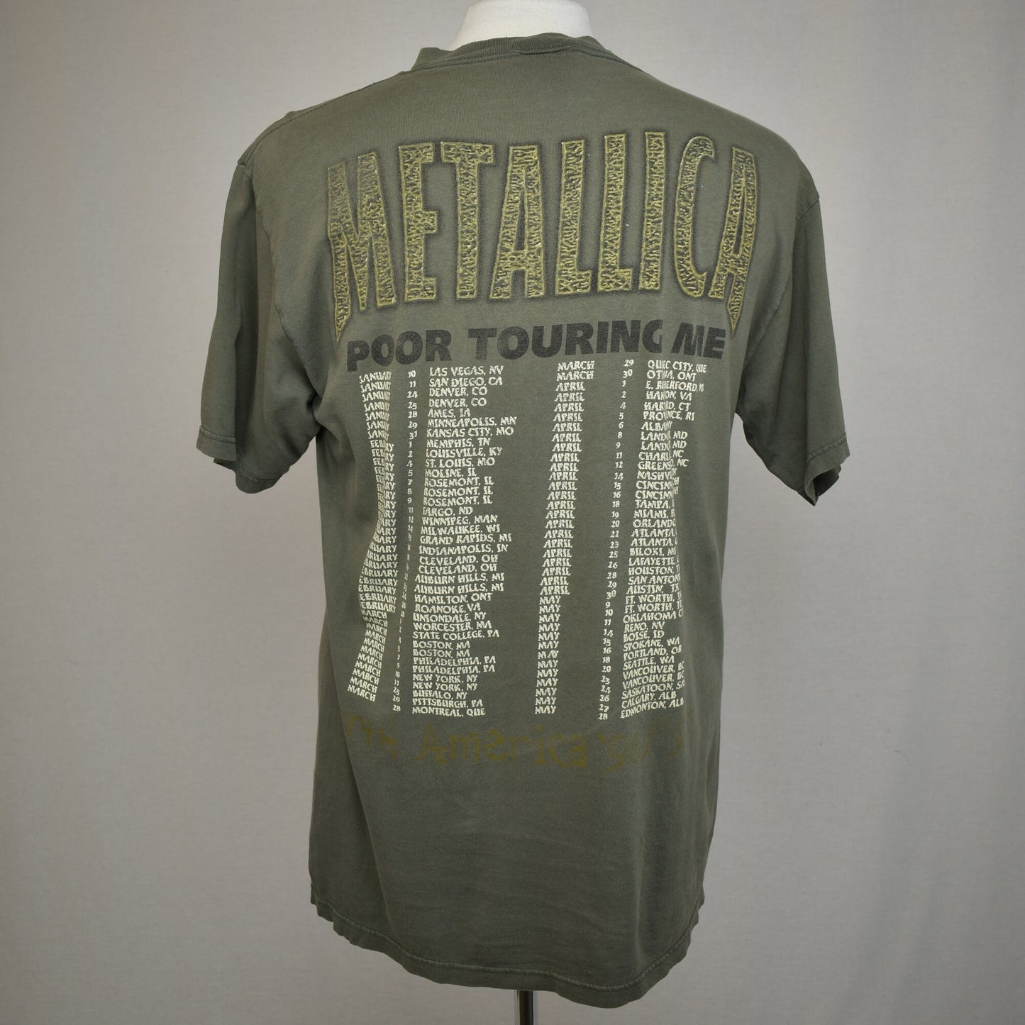Vintage 90s Metallica Tour T-shirt - Poor Touring Me Tee - North America '96 - '97