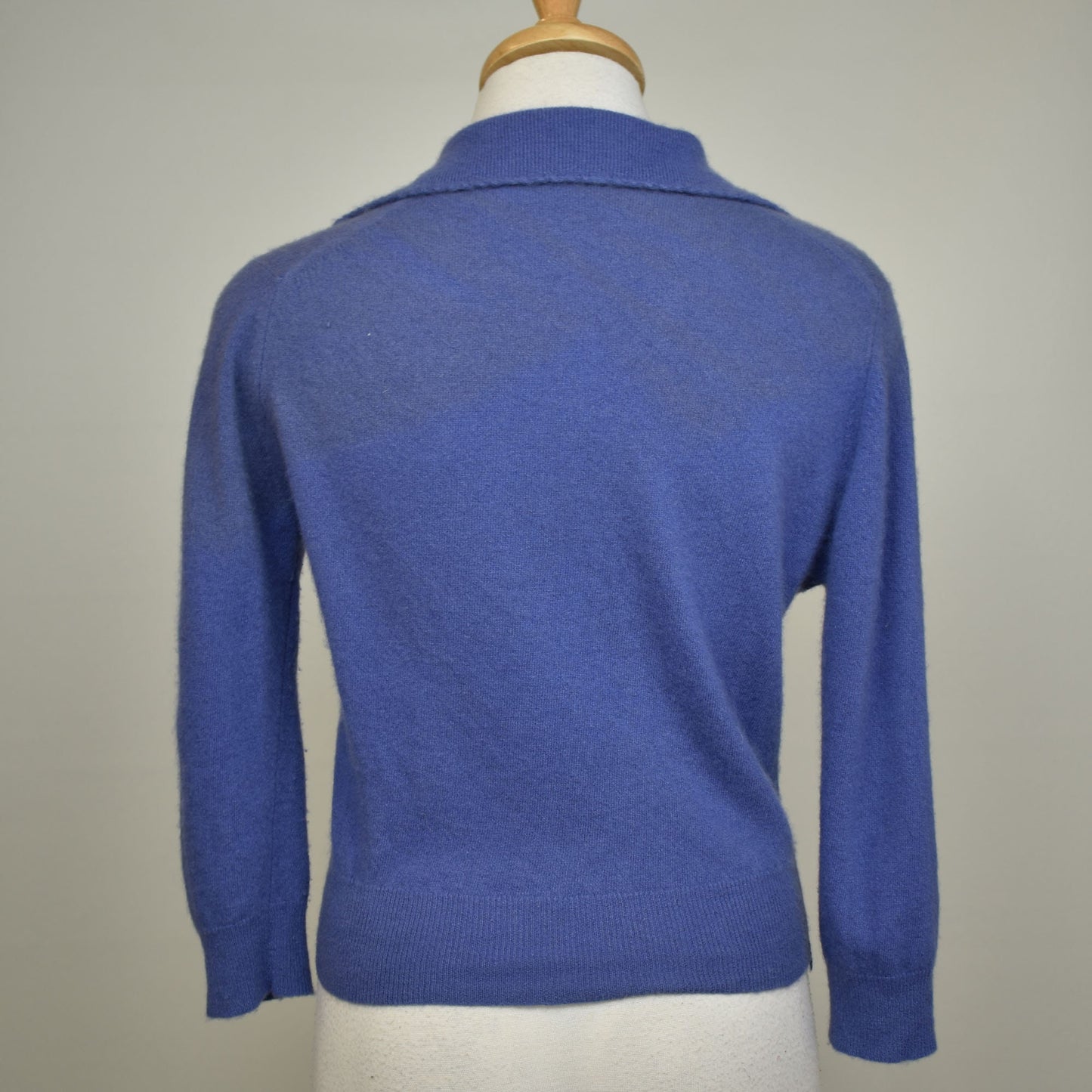 Vintage 50s Cashmere Sweater in Periwinkle Blue - Shawl Neck - Fifties Sweater Girl