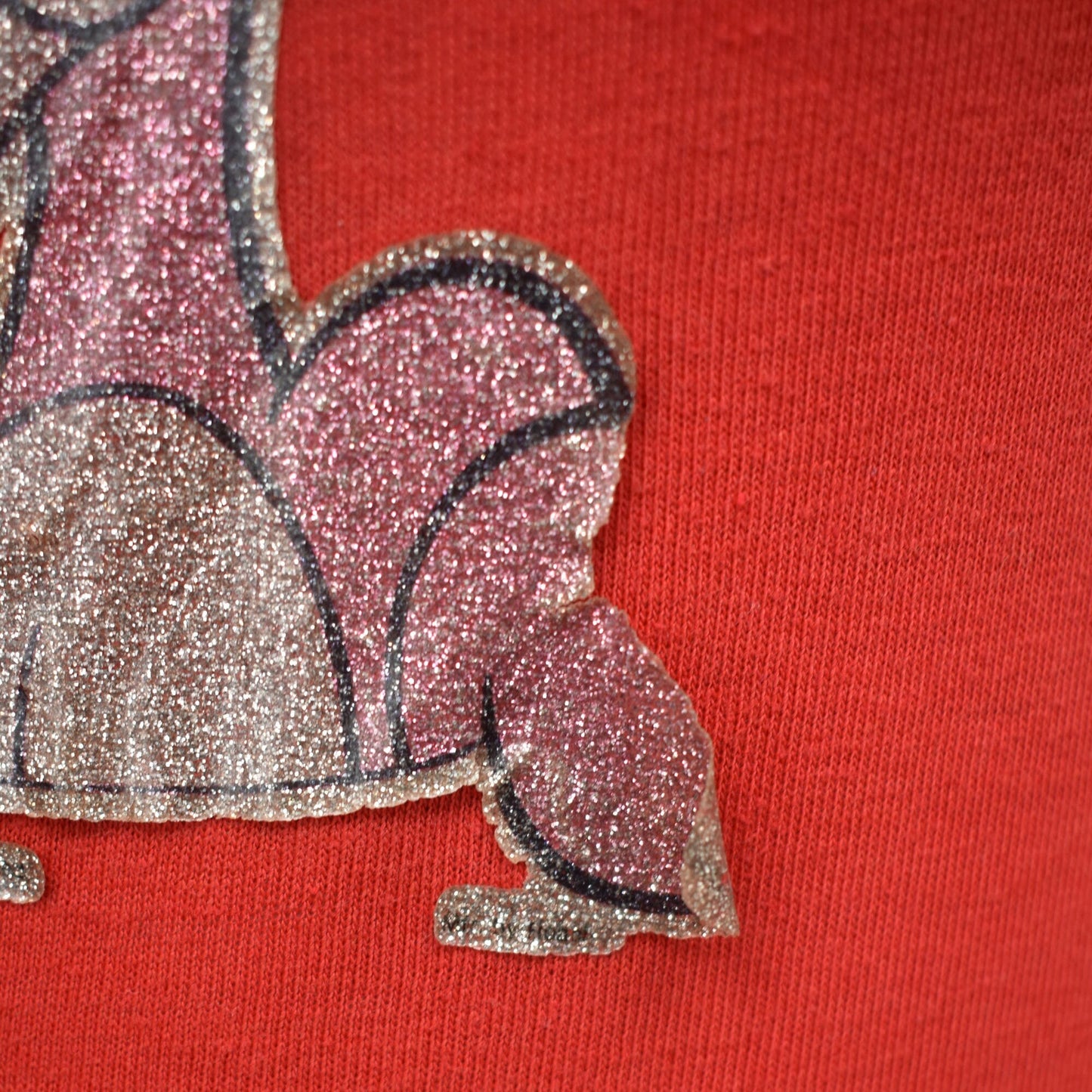 Vintage 80s Pink Panther Sparkly Heat Transfer T-shirt - As Is - No Kidding - Flocked Letters - Cooper Font