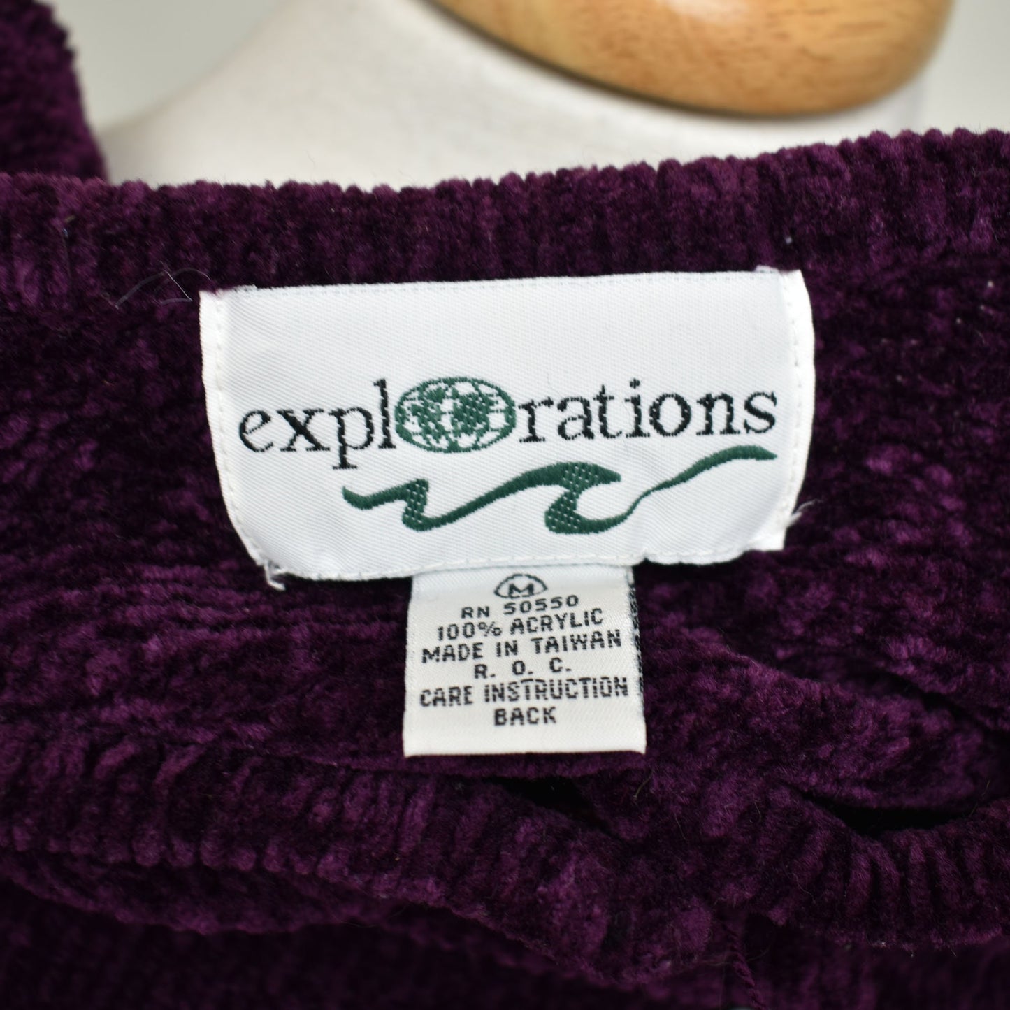 Vintage 90s Chenille Cardigan Sweater in Plum by Exploration - Cropped Knit - Crop Top