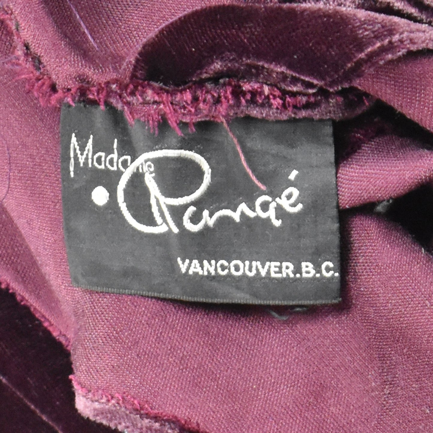 Vintage 30s / 40s Madame Runge Velvet Eggplant Long Dress - Made in Vancouver