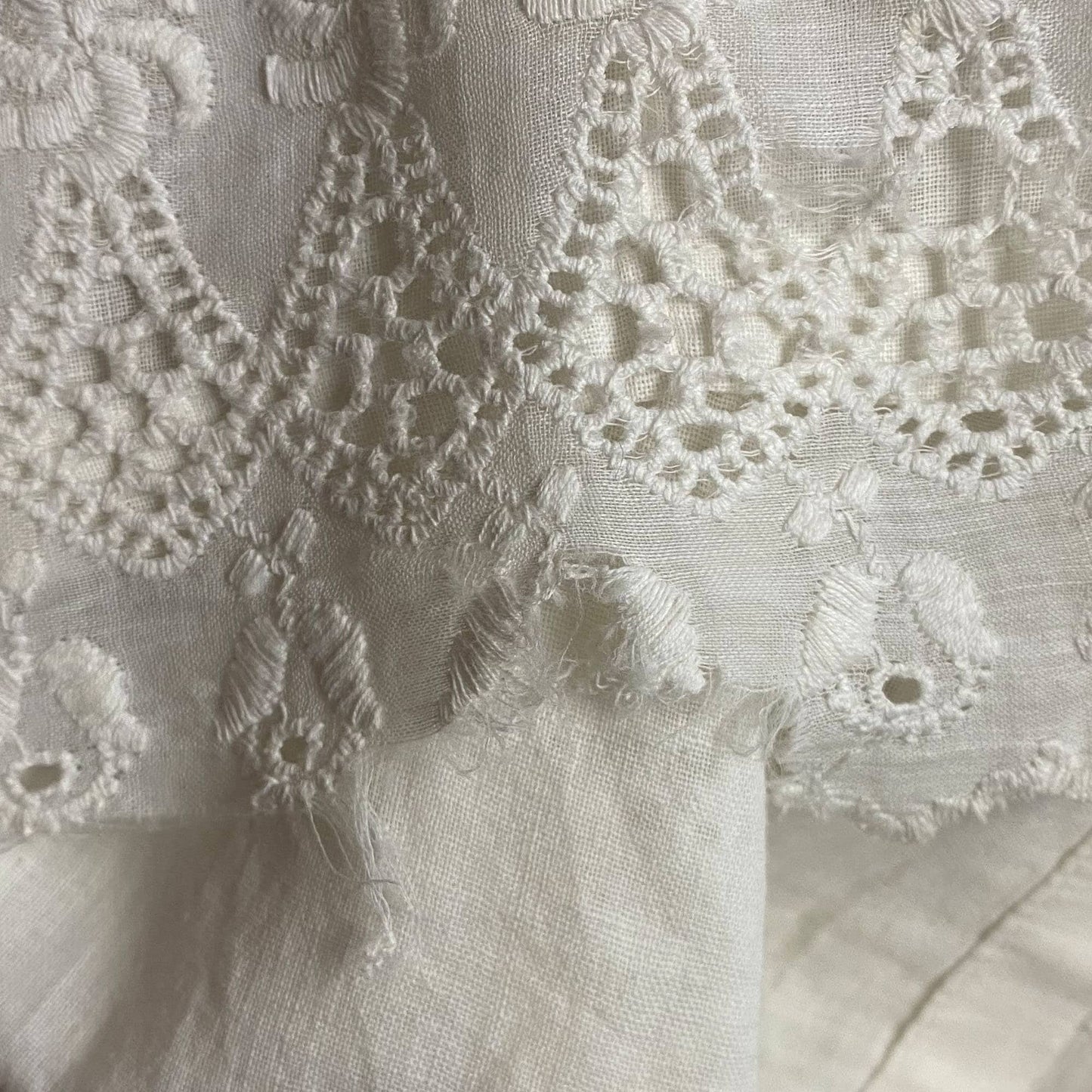 Vintage Petticoat Cotton White Voile Lace Long Victorian Pioneer Era Antique Skirt