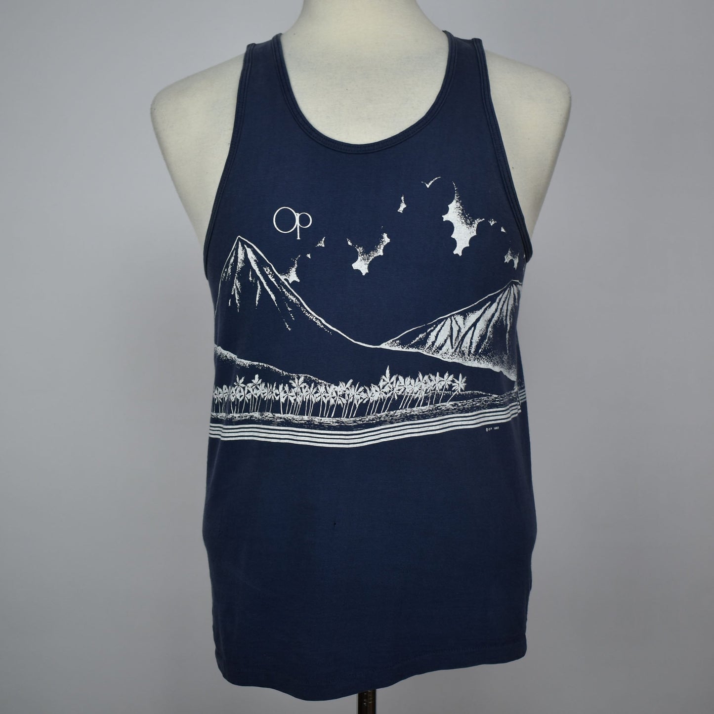 Vintage 80s Ocean Pacific Navy Blue Tank Top - Made in USA - Single Stitch - Size L