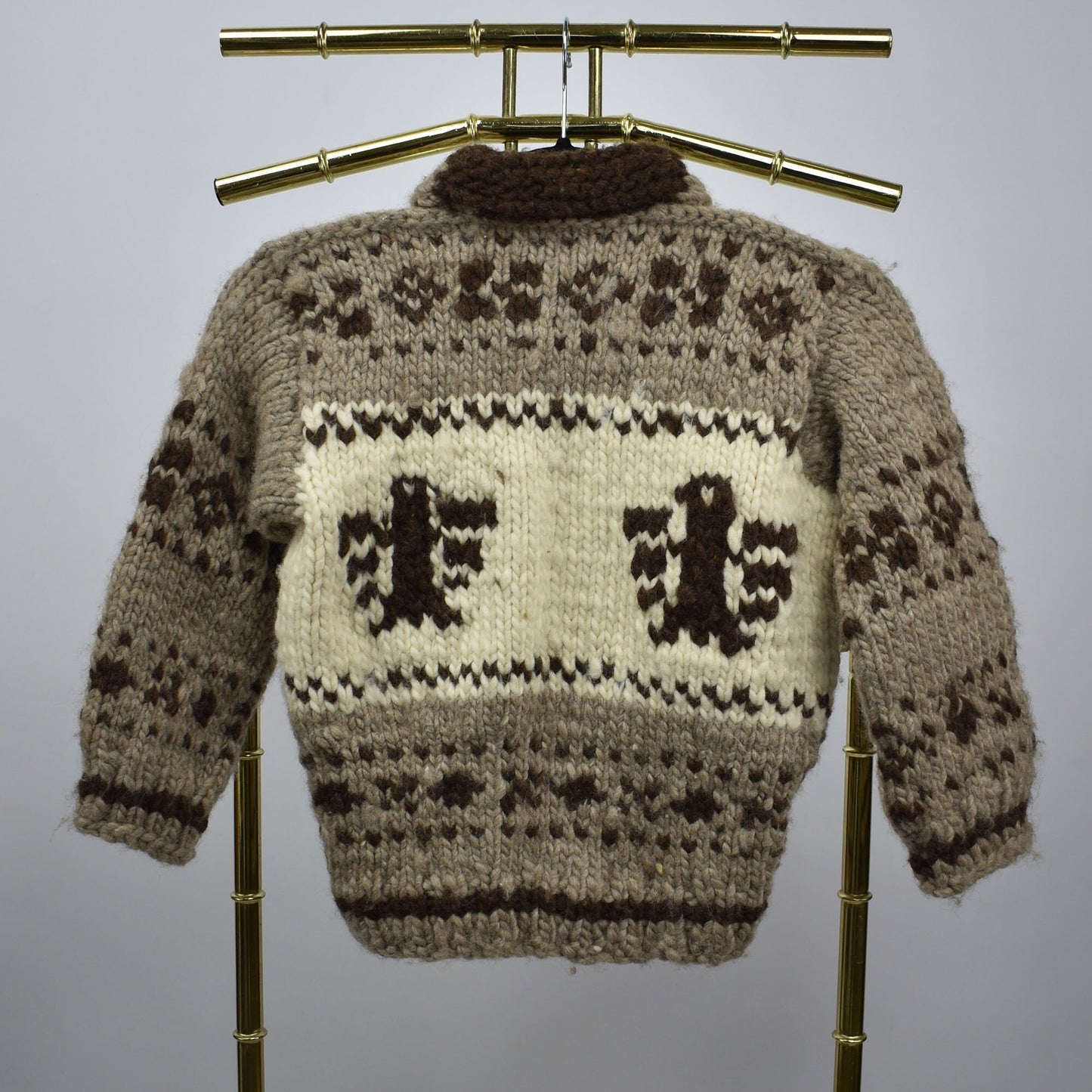 Vintage Hand Knit Cowichan Buffalo Wool Sweater - Childs Boy Girl Unisex - Size 5 - 6 Approx