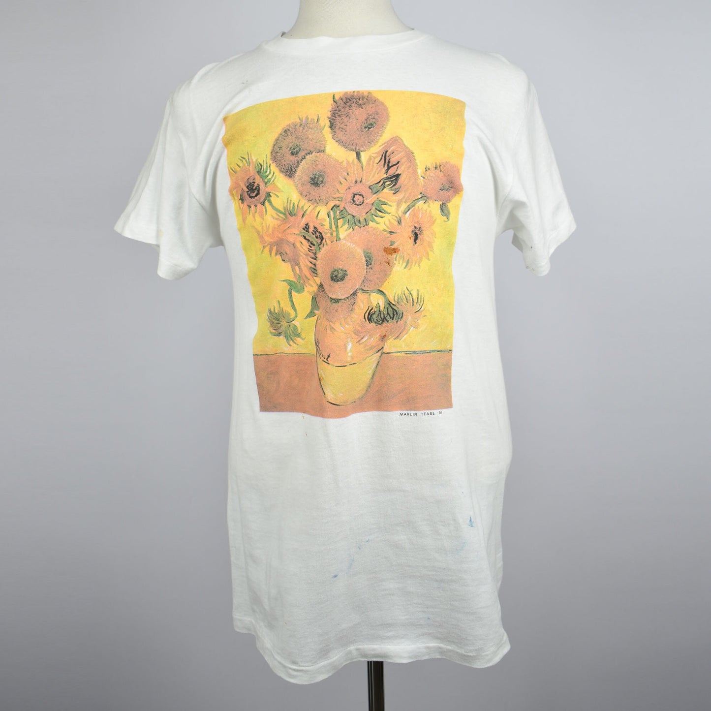 Vintage 1991 Van Gogh "Sunflowers" Printed 100% Tee by Ralph Marlin- Size M