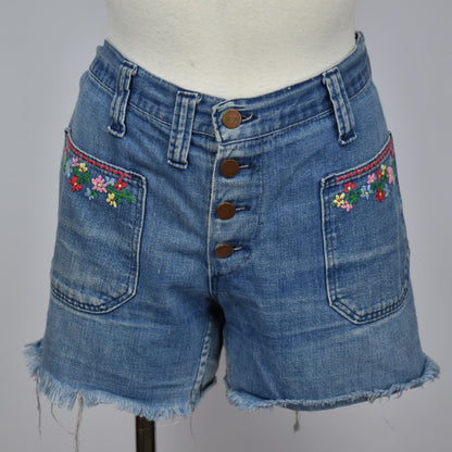 Vintage 60s Wrangler Denim Hand Embroidered Shorts - Made in USA