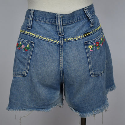 Vintage 60s Wrangler Denim Hand Embroidered Shorts - Made in USA