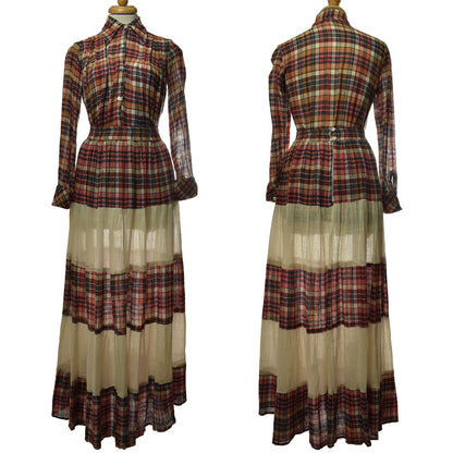 Vintage 70s Indian Cotton Gauze Skirt and Shirt Set