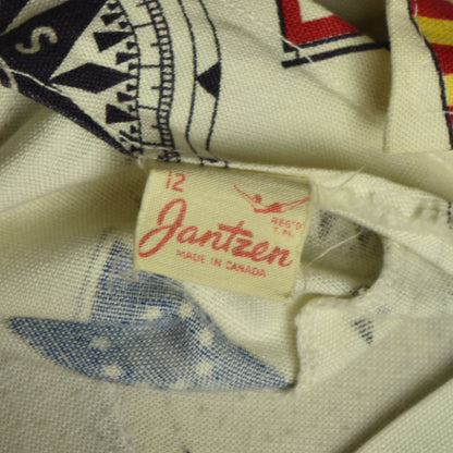 Vintage 50's Jantzen 2-Piece Nautical Flag and Compass Printed Set