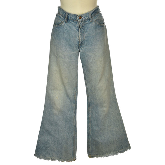 Vintage 70s Orange Tab Levis Bell Bottoms with Talon 42 Zipper - Lightwash Flares