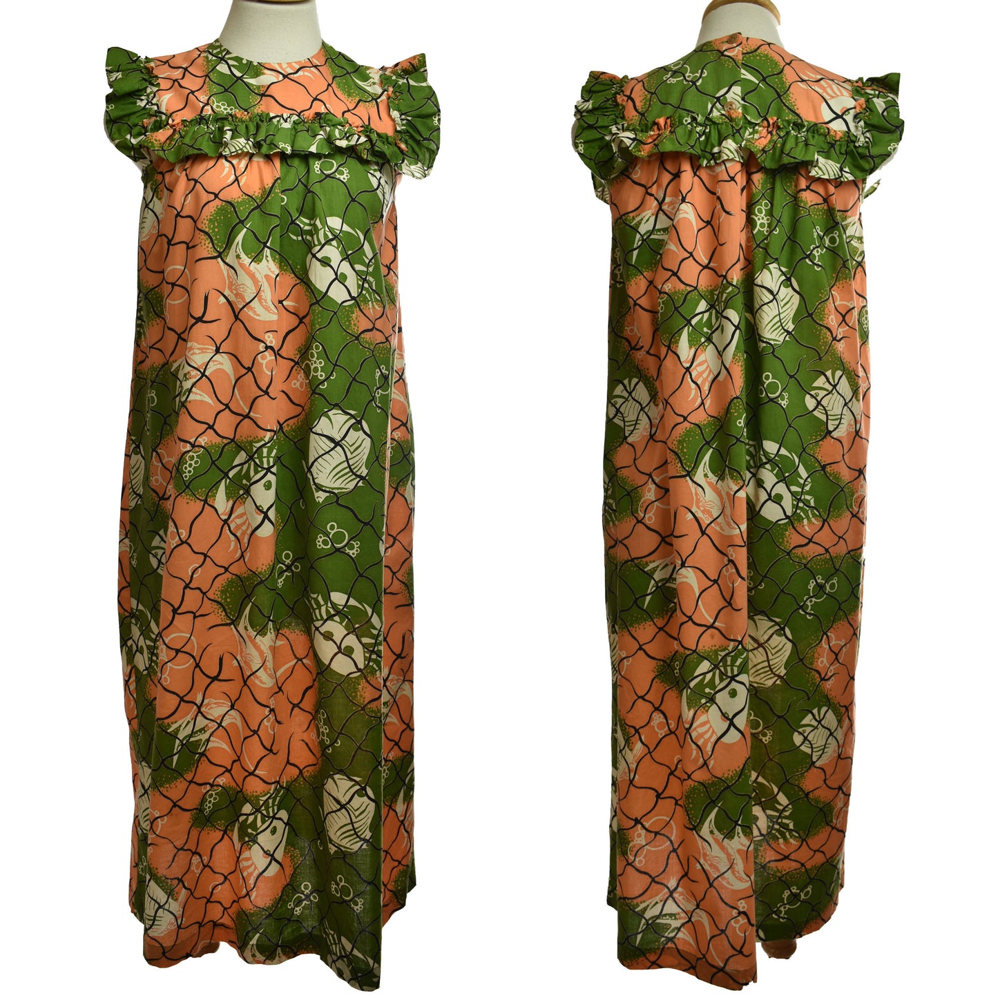 Vintage Hawaiian Keiki Lole by Paradise Sportwear Fish and Crab Print Sleeveless Dress 27192251 - Size 12