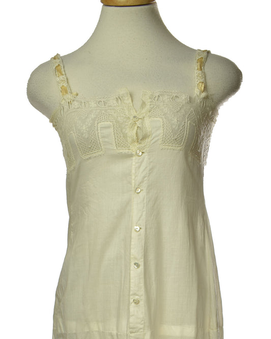 Antique Cotton Lace Edwardian Slip - Victorian Nightgown
