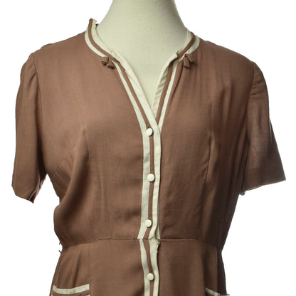 Vintage 50s Rayon Button Up Dress Fashioned By "Lampl"