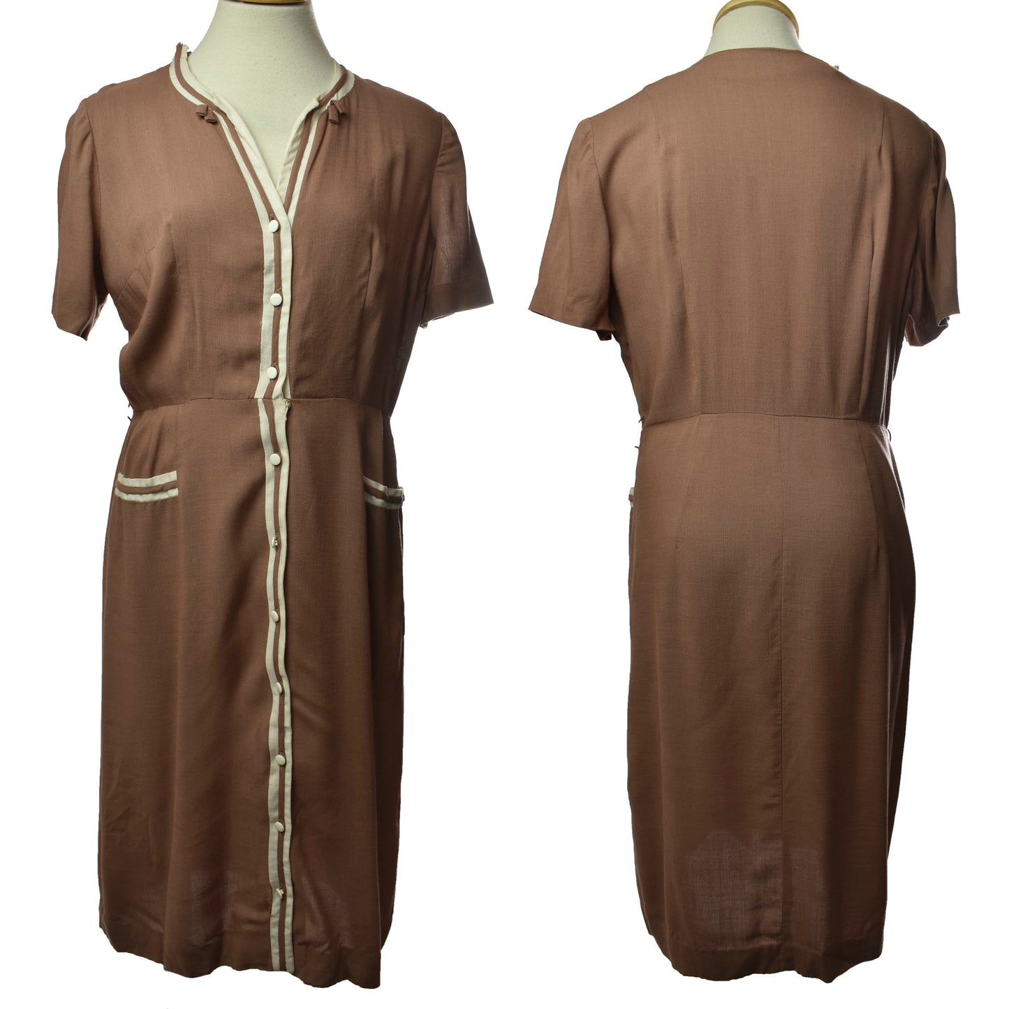 Vintage 50s Rayon Button Up Dress Fashioned By "Lampl"