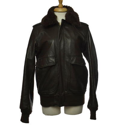 Vintage Schott NYC Bomber Motorcycle Flight Leather Big Metal Talon Zipper Jacket Size 36