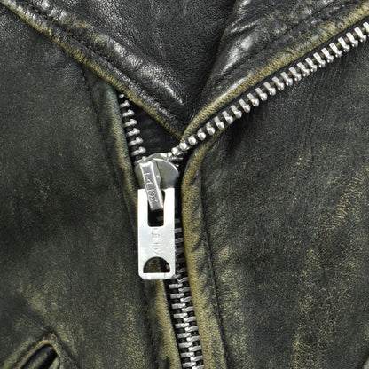 Vintage D Pocket Chain Zipper Motorcycle Leather Jacket