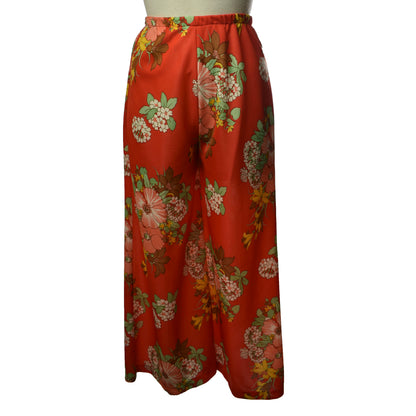 Vintage 60s/70s Leslie Fay Floral Print Size 8 Two Piece Pants Set