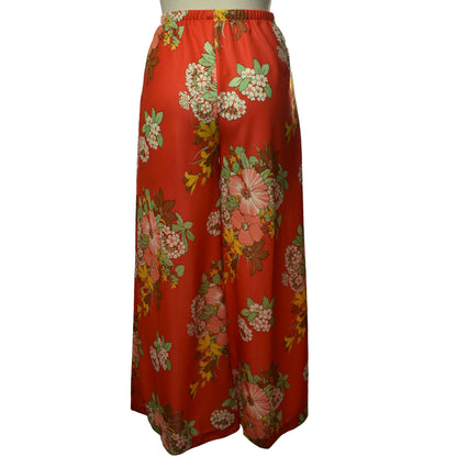 Vintage 60s/70s Leslie Fay Floral Print Size 8 Two Piece Pants Set