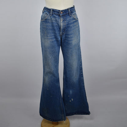 Vintage 70s Levi's Orange Tab Flare Jeans - Bell Bottom Denim - Medium Wash