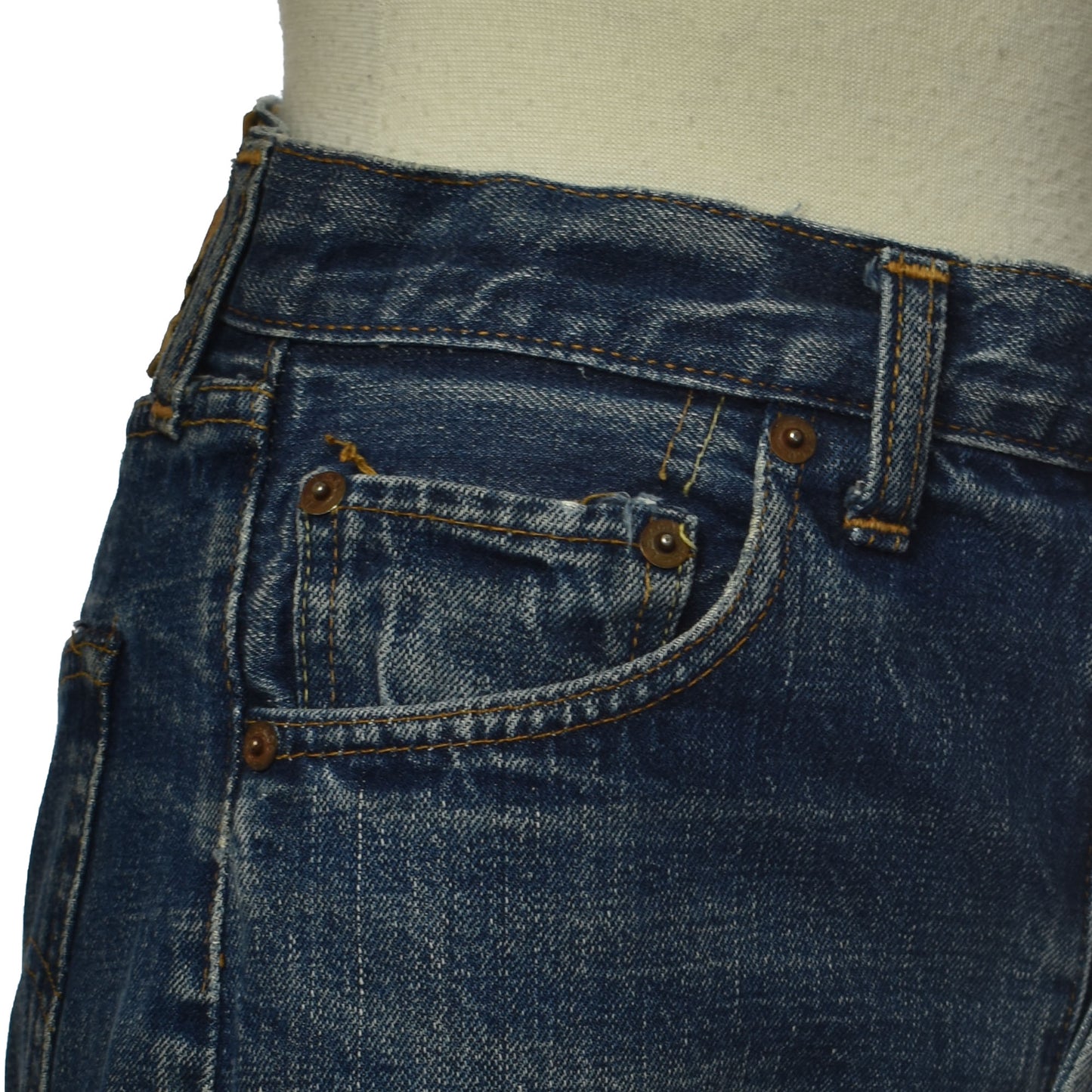 Vintage 70's Levi 501 Selvedge Hem Redline Cut Off Jean Shorts with Button Fly 28" Waist