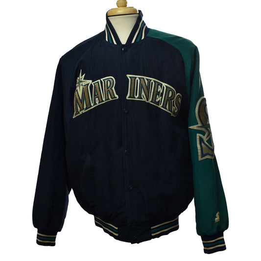 Vintage 90's Diamond Collection by Starter Seattle Mariners Bomber Jacket Made in USA- Size Large